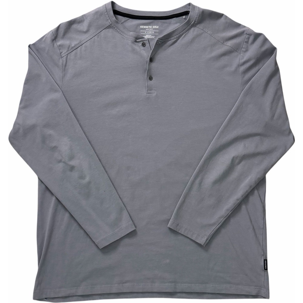 Kenneth Cole New York Men's Gray Slim Fit Techni Cole Stretch 3 Button Henley XL